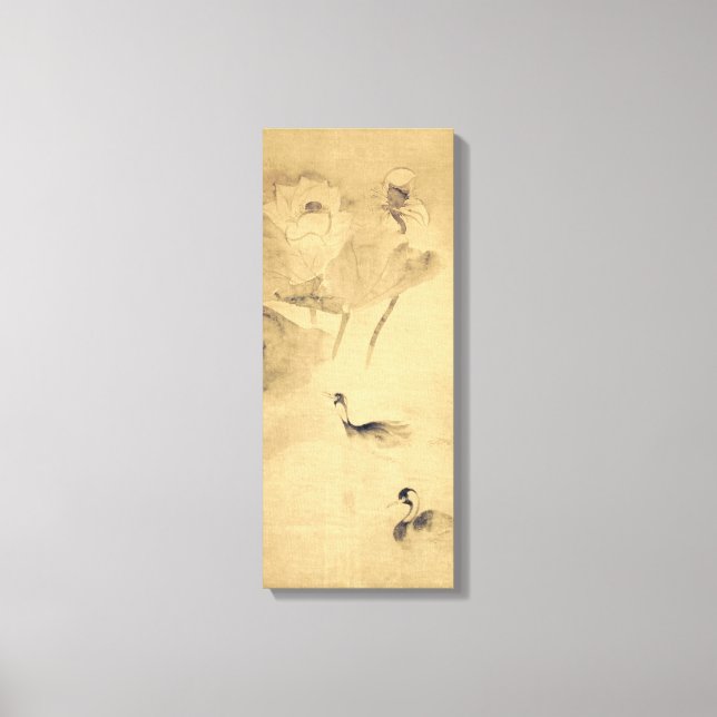 Impressão Em Tela Tawaraya Sōtatsu Waterfowls em Lotus Pond (Frente)