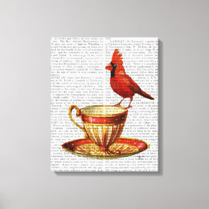Impressão Em Tela Teacup E Cardeal Vermelho