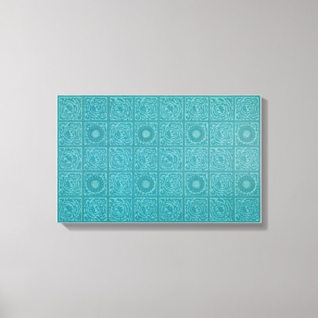 Impressão Em Tela Teal Azulejo Pattern (por William Morris) (Frente)