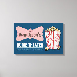 Impressão Em Tela Teatro em Casa Personalizado com Nome da Família