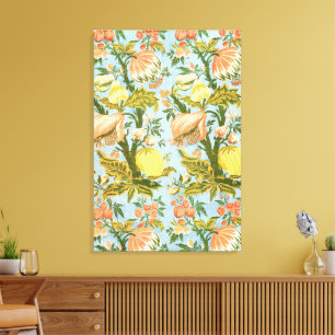 Impressão Em Tela Tecido de Damasco Clássico de Frutas Florais Barro