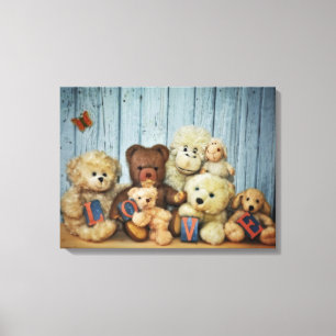 Impressão Em Tela Teddy com amigos