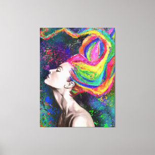 Impressão Em Tela Tela Colorida de Cabelo - Impressão de Pintura