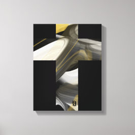 Impressão Em Tela Tela de Arte Abstrata Trend 11x14" Preto Branco Do