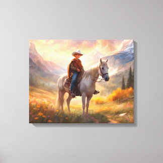 Impressão Em Tela Tela de Arte do Cowboy Horseback Boy's Bedroom
