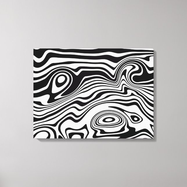 Impressão Em Tela Tela de arte em forma de onda branca e preta (Frente)