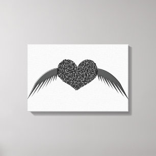 Impressão Em Tela Tela de Coração com Amor Alado Gótico