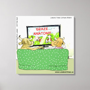 Impressão Em Tela Tela de desenho animada engraçada da TV de vaca