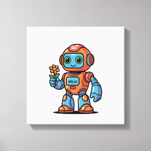 Impressão Em Tela Tela de desenho quadrada de desenho robô amigável