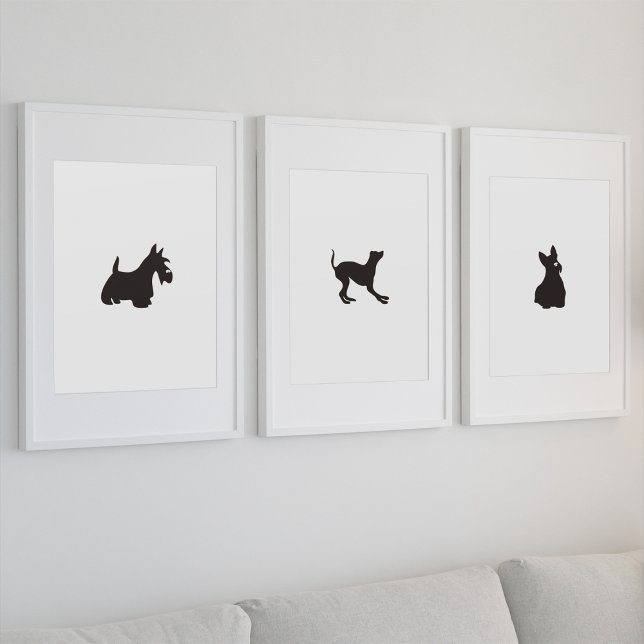 Impressão Em Tela Tela de impressão Terrier Silhouette desenhada à m (Criador carregado)
