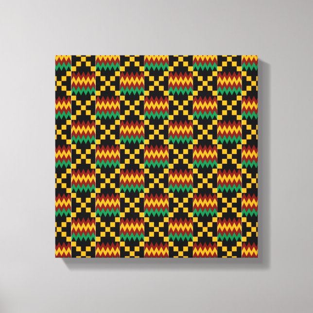 Impressão Em Tela Tela do Kente Preta, Verde, Vermelha e Amarela (Frente)