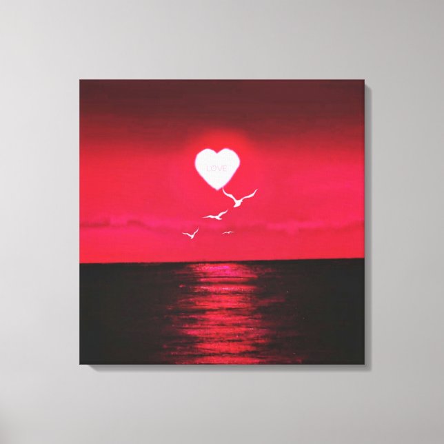 Impressão Em Tela Tela do Sol do Mar Imprime com Texto de Amor do So (Frente)
