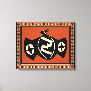 Impressão Em Tela Tela Enrolada com Desenho de Morcego Mimbres Indíg