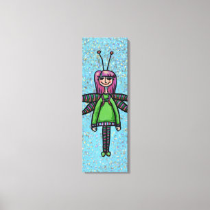 Impressão Em Tela Tela Enrolada, Pintura de Menina com Libélula Fofa