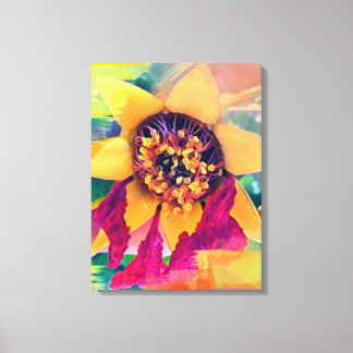 Impressão Em Tela Tela Esticada Abstrata de Girassol Floral Vibrante