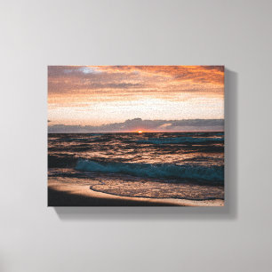Impressão Em Tela Tela esticada com imagem de ondas da praia