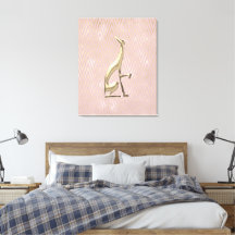 Tela Esticada Greyhound Art Déco Dourado Rosa