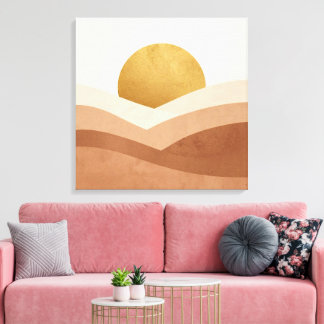 Impressão Em Tela Tela Moderna Boho do Nascer do Sol | Neutro Quente