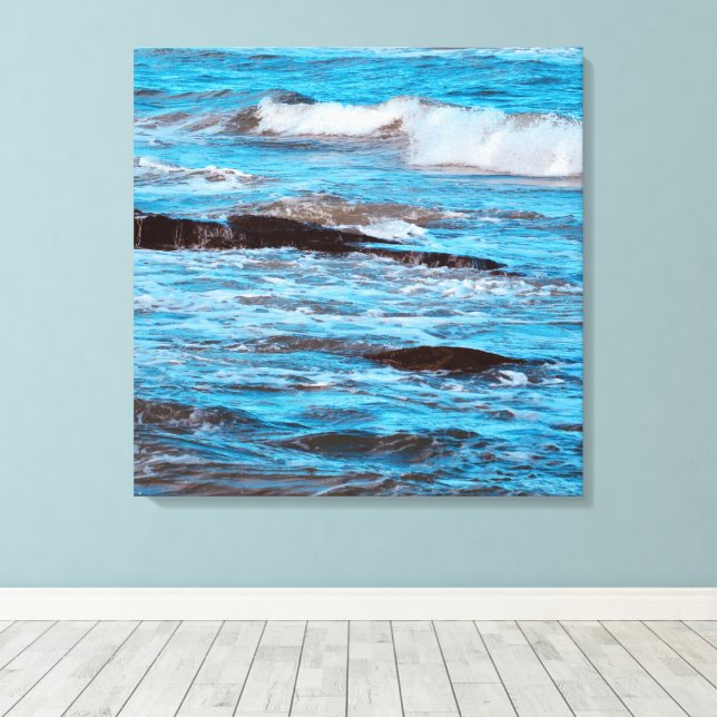 Impressão Em Tela Tela Oceano Azul  (Insitu(piso de madeira))