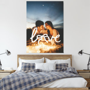 Impressão Em Tela Tela Personalizada de Casal com Tipografia de Arco