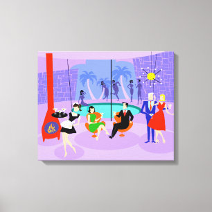 Impressão Em Tela Tela Retro Tropical Coctail Party