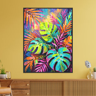 Impressão Em Tela Tela Selva Neon Expressionista Abstrata