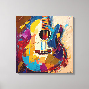 Impressão Em Tela Telas coloridas de cheio, pintura de guitarra elét