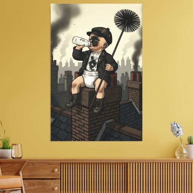 Impressão Em Tela Tema Engraçado de Varredor de Chaminés Bebê Vitori (Insitu(Sala de estar))
