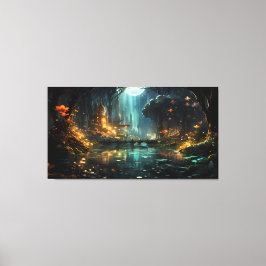 Impressão Em Tela Templo de Floresta Escondido à Lua