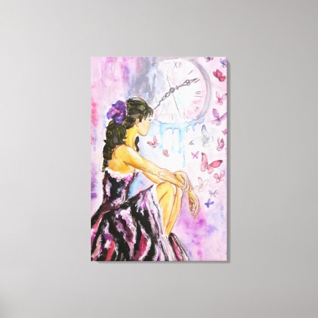 Impressão Em Tela Tempo Perdido - Pintura em Aquarela (Frente)