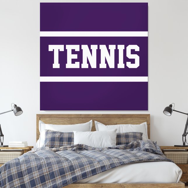 Impressão Em Tela TENNIS Fun Bold Athletic Deep Purple White Stripes (Insitu(Quarto))