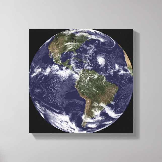 Impressão Em Tela Terra cheio mostrando a América do Norte (Frente)