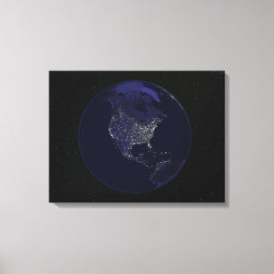 Impressão Em Tela Terra completa na noite que mostra as luzes 4 da