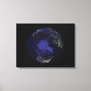 Impressão Em Tela Terra completa na noite que mostra as luzes 5 da