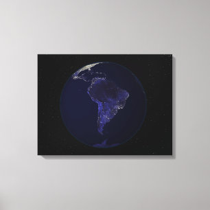Impressão Em Tela Terra completa na noite que mostra as luzes 6 da