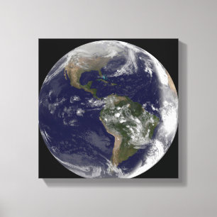 Impressão Em Tela Terra de cheio mostrando a América do Norte e o Su