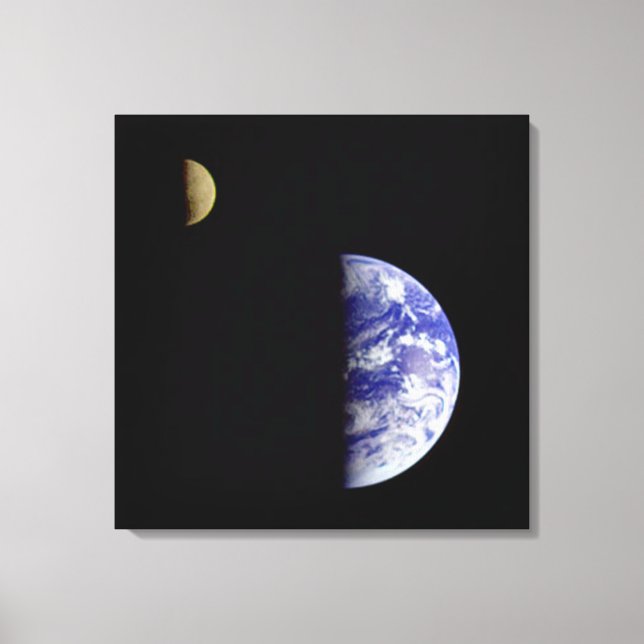 Impressão Em Tela Terra e Lua como vistas do espaço (Frente)