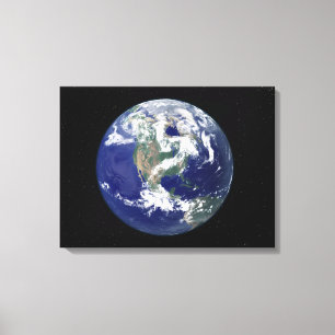 Impressão Em Tela Terra inteiramente iluminada centrada em America