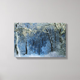 Impressão Em Tela Terra Maravilhosa da Floresta de Neve Solar