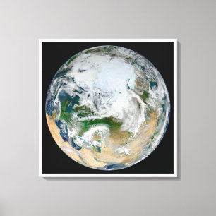 Impressão Em Tela Terra Mostrando O Ártico, A Europa E A Ásia.