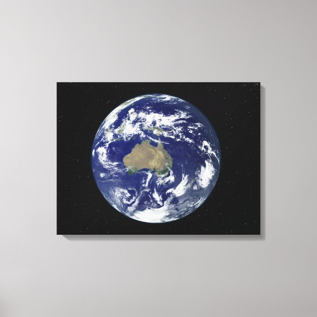 Impressão Em Tela Terra totalmente iluminada centrada na Austrália e (Frente)
