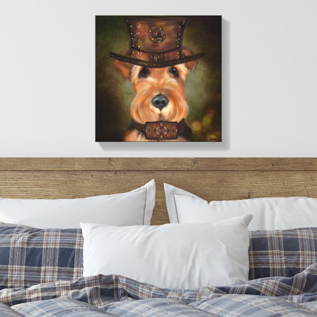 IMPRESSÃO EM TELA TERRIER AIREDALE  (Insitu(Quarto))