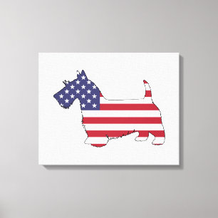 Impressão Em Tela Terrier escocês - "bandeira americana "