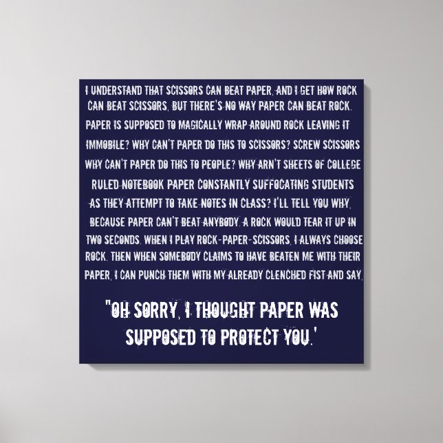 Impressão Em Tela Tesoura de Papel Rock (Frente)