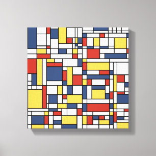 Impressão Em Tela Teste padrão de Mondrian de Stijl