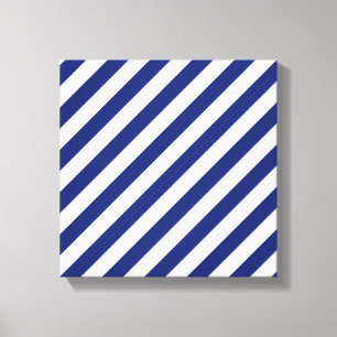 Impressão Em Tela Teste padrão diagonal do azul marinho e o branco