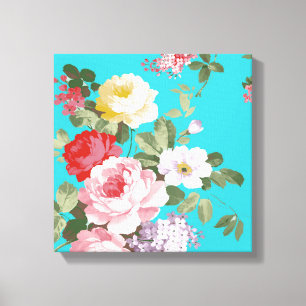 Impressão Em Tela Teste padrão floral rosa vermelha na moda chique