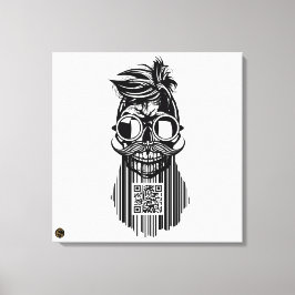 Impressão Em Tela Tete de mort code barre QR G-Skulls avec barbe 6