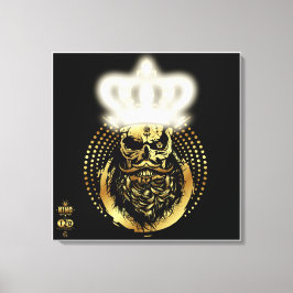 Impressão Em Tela Tête de mort hipster king skull roi barbu et moust