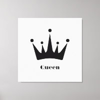 Texto da Rainha Personalizado Coroa Preta Esticada